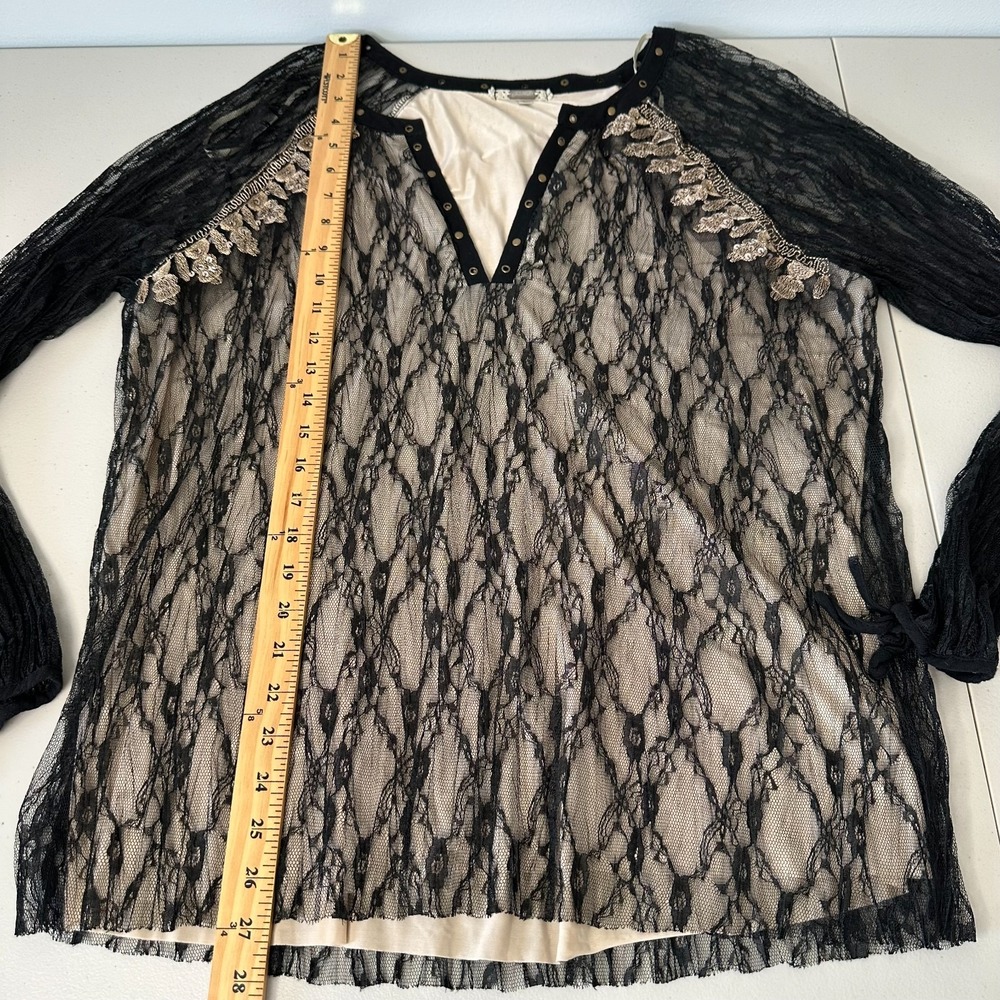Gimmicks Lace Illusion Grommet Top XL Black Whimsigoth Fairycore - Picture 12 of 16